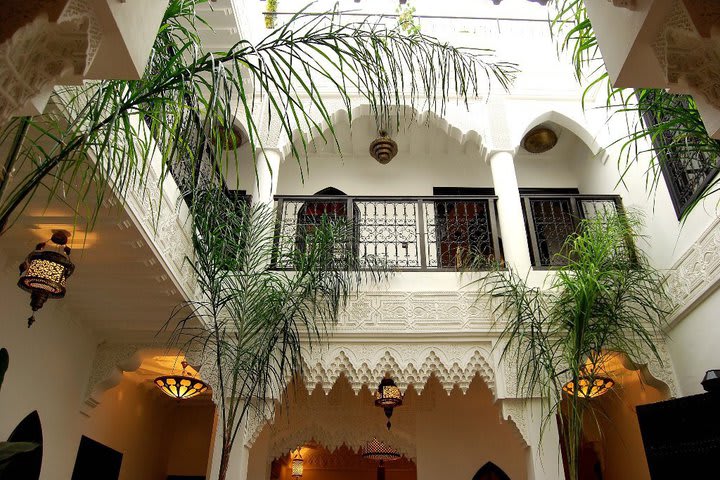 The Riad Hannah hotel in Marrakesh has an indoor courtyard