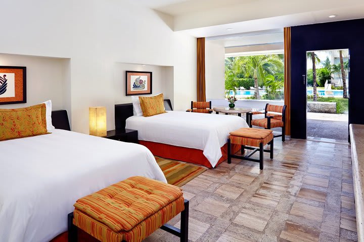 Guest room overlooking the pool