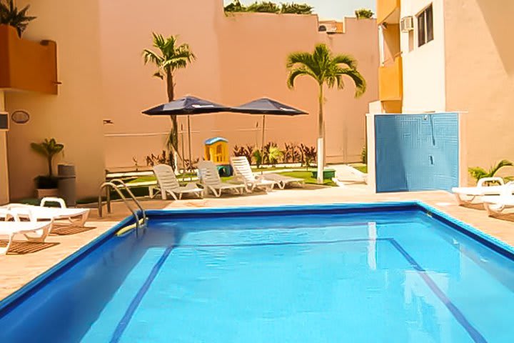 Children's playground next to the pool