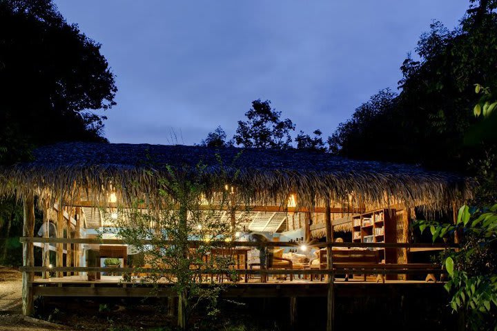 Sitting area with hammocks at the Anavilhanas Jungle Lodge