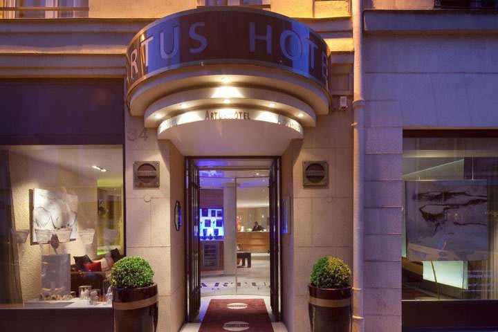 Entrance at the Artus hotel in the Parisian arrondissement of Saint Germain de Pres