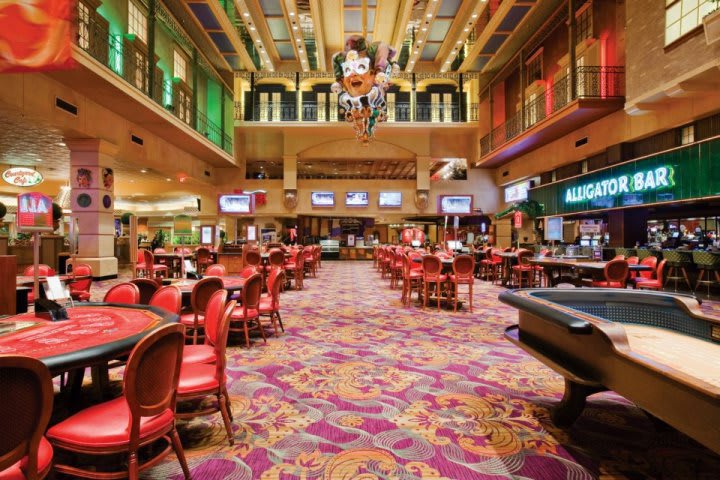 View of the gaming tables in the casino