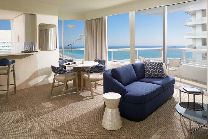 Sitting area in a Tresor suite with ocean view