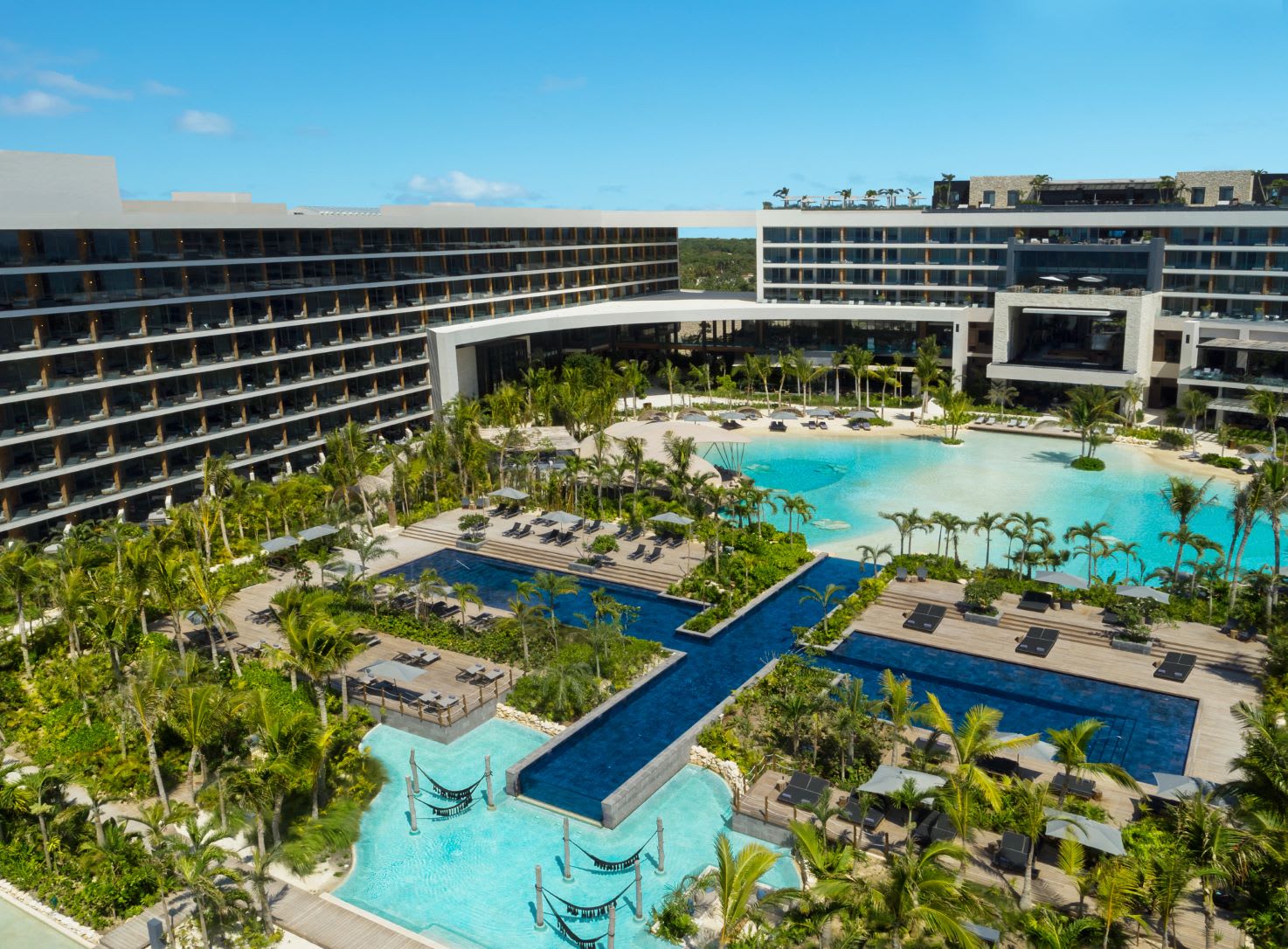 Aerial view of the pools