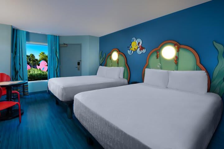 Guest room decorated with The Little Mermaid motifs