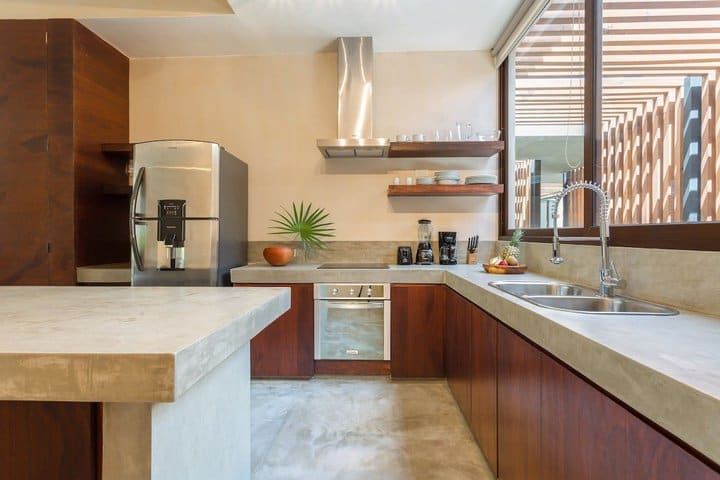 The kitchen of an apartment