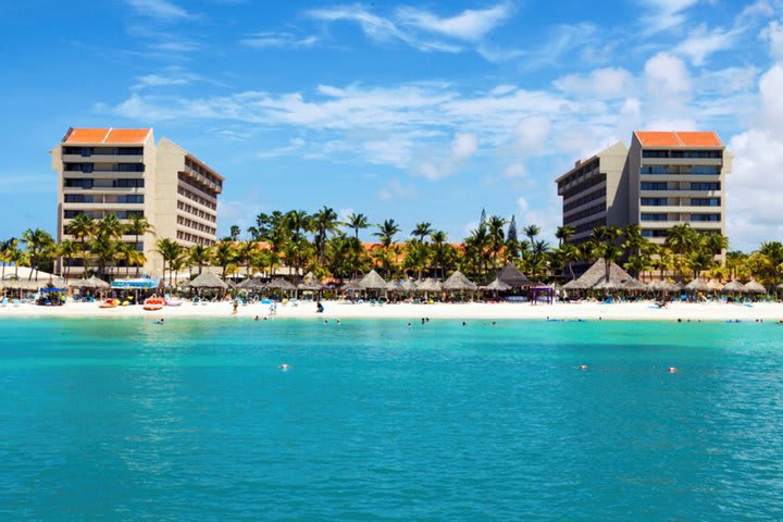 The hotel is facing the beach