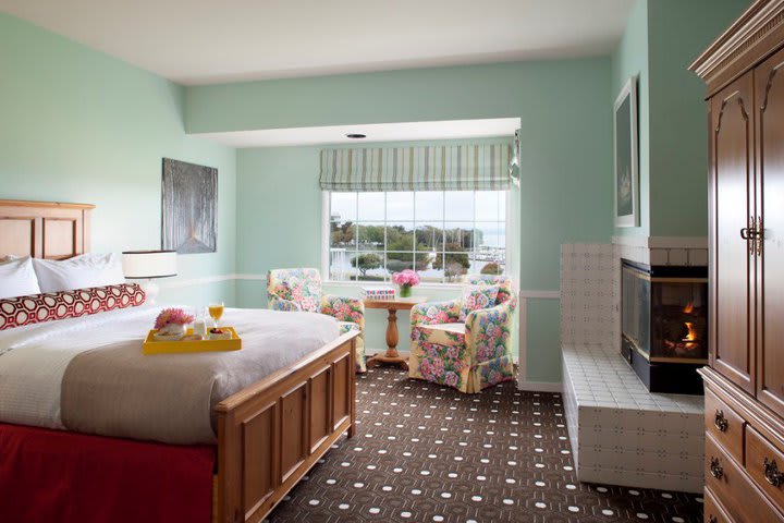 Guest rooms at The Inn at Oyster Point offer views of San Francisco Bay