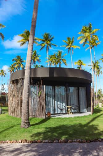 una casa con una palmera enfrente en Taboo Milagres, en São Miguel dos Milagres