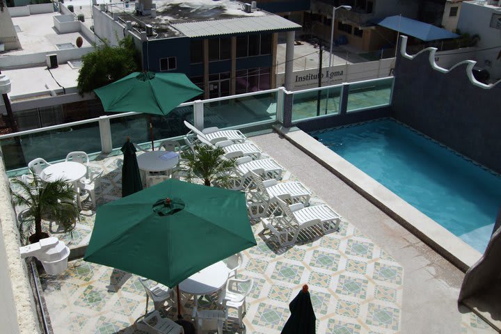 The property features an outdoor pool