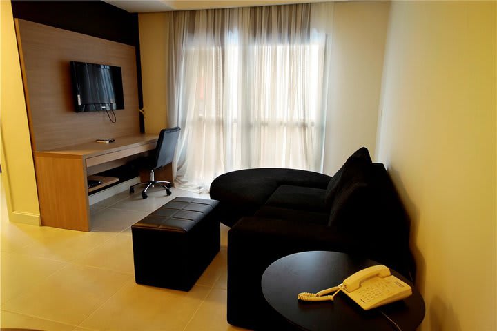 Sitting area in a suite at the Adrianopolis hotel in Manaus