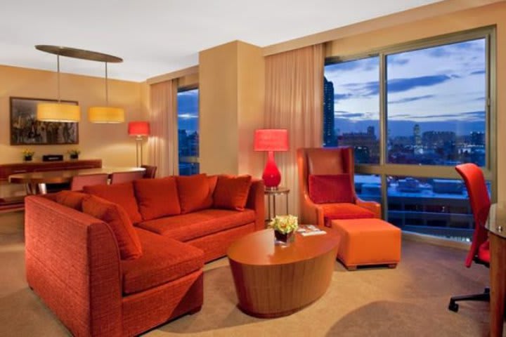 Sitting area in the Presidential suite at the Sheraton Tribeca hotel in Manhattan