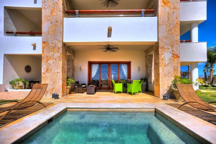 Some rooms offer a courtyard with private pool