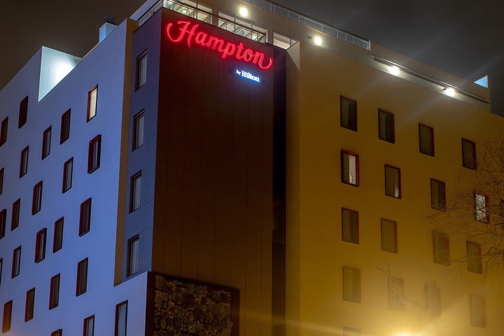 Facade of the hotel at night