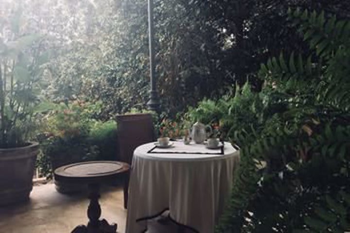 Table and chairs laid out ready for tea