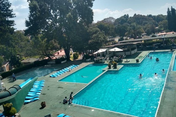 Pools with slide and snack bar