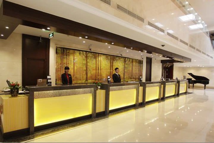 Front desk at the Continental Grand Hotel next to Beijing International Convention Center