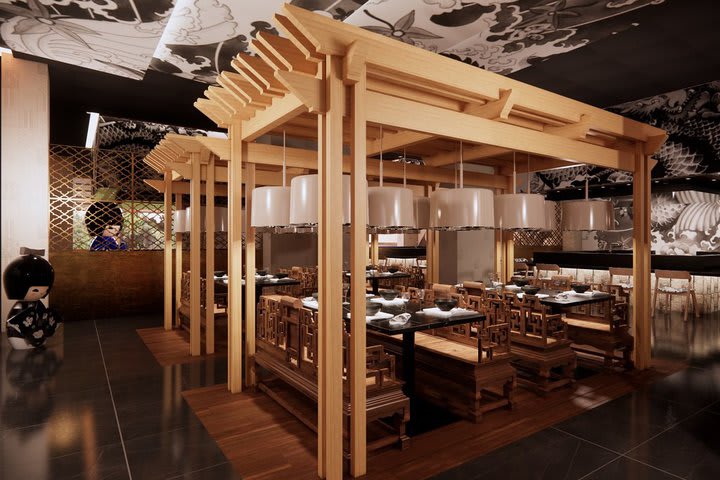 Restaurante asiático Koi (imagen generada por computadora)