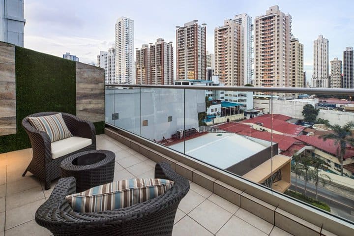 Balcony overlooking the city