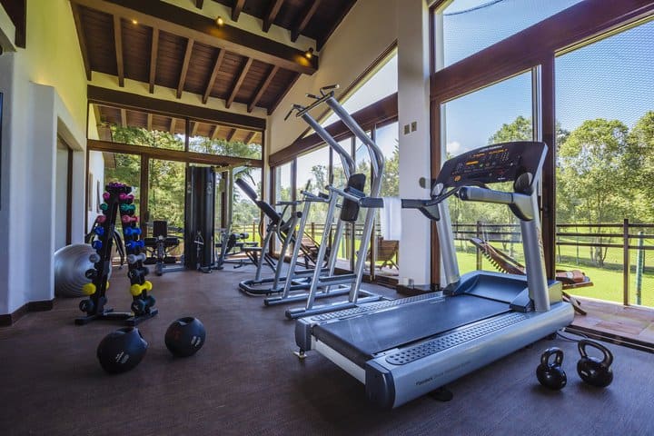 The fitness center overlooks the green areas