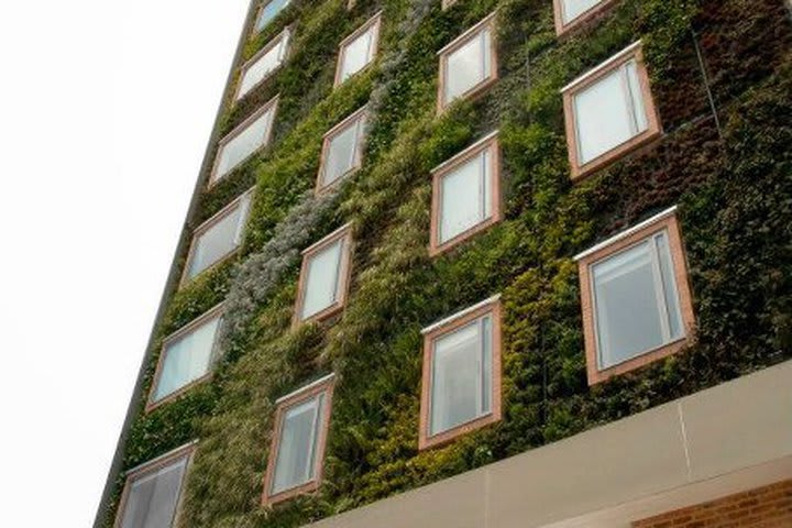 El hotel cuenta con un jardín vertical en su fachada