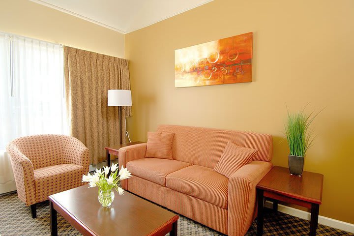 Sitting area in a suite at the Robson hotel in Vancouver