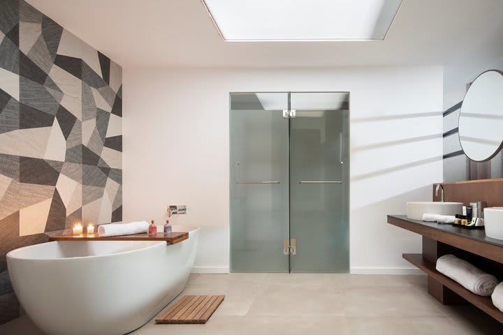 Interior of a bathroom in a suite