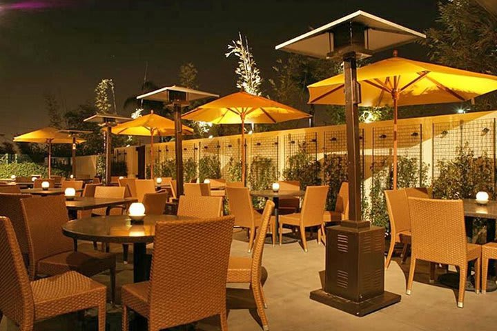 Restaurant's terrace at the Miyako Hybrid hotel in Torrance