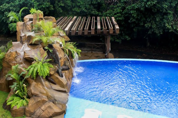 Swimming pool with waterfalls at the Expo Center hotel in the surroundings of Colon