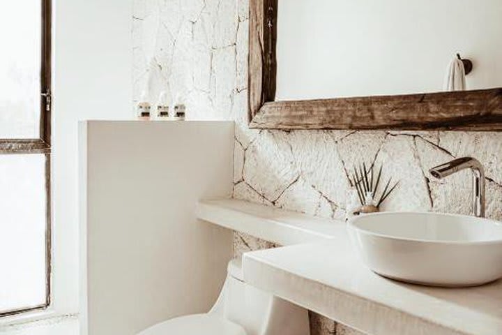 Private guest bathroom in a tropical guest room with terrace