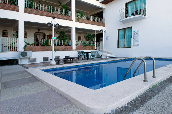 The hotel has a pool