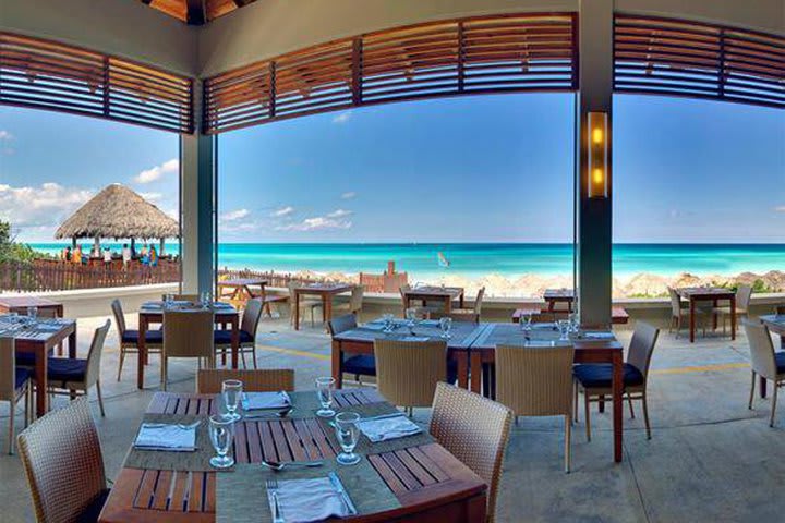 Terrace with ocean view in a restaurant