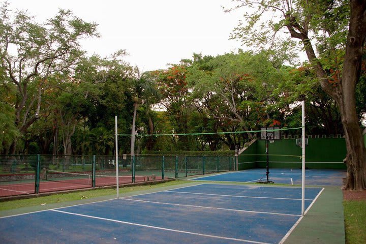 A basketball court is also available