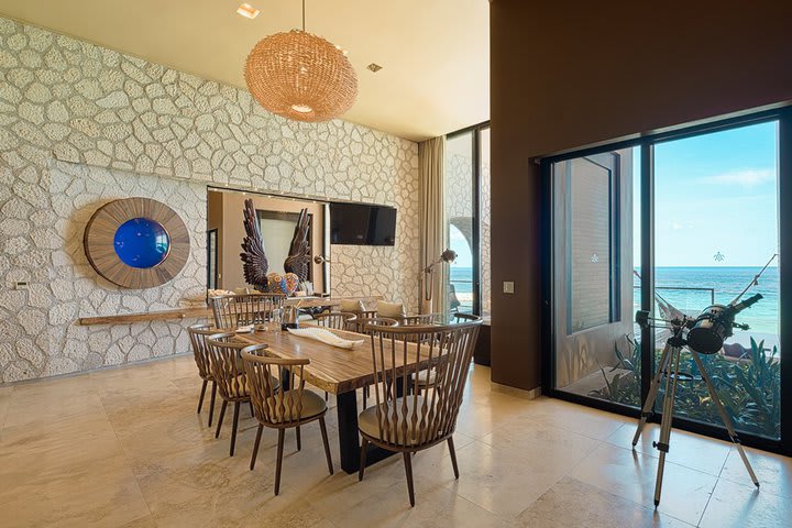 Dining area in a suite with ocean view