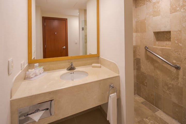 Private bathroom with shower in a room