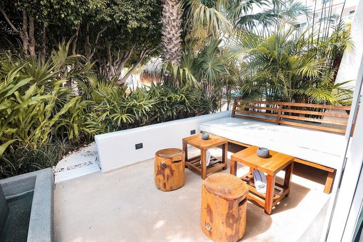 Terrace of a poolside villa