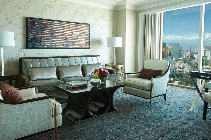 Sitting area in a suite at the Four Seasons Hotel Las Vegas