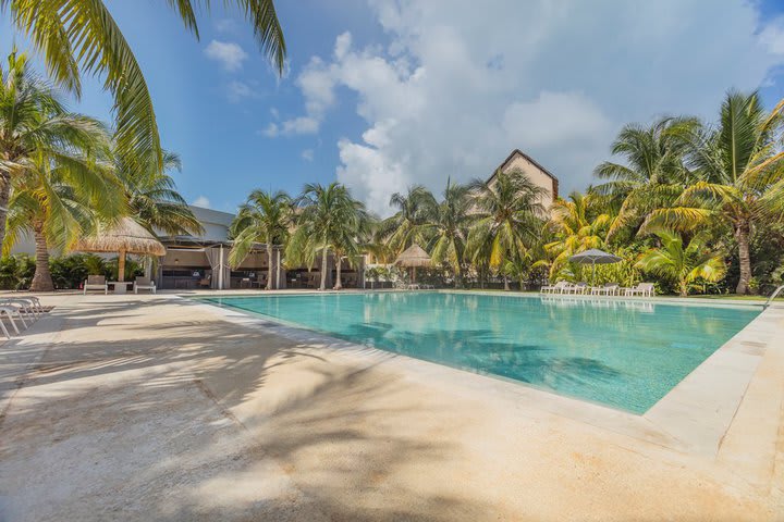 The hotel has a family pool and a pool for adults