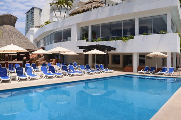 Sun loungers by the pool