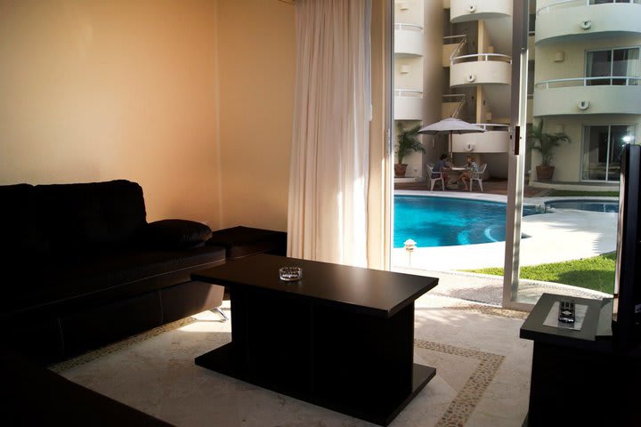 Guest room with pool view at Villamar Princesa Suites