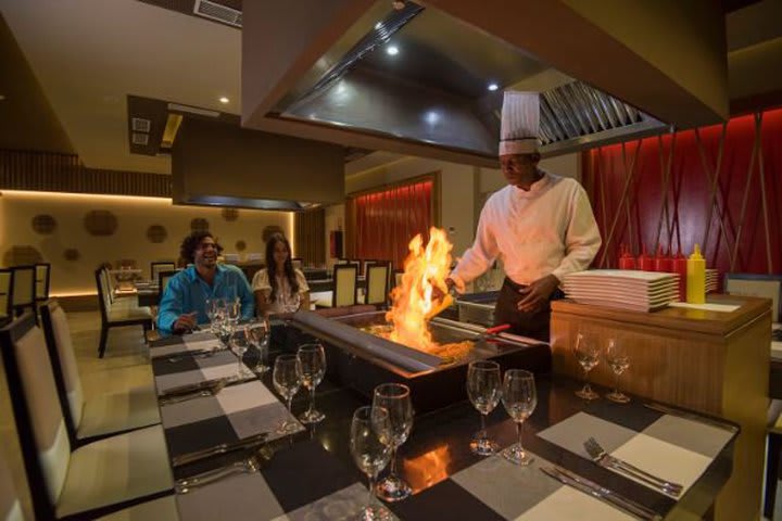 Teppanyaki table in the Japanese restaurant