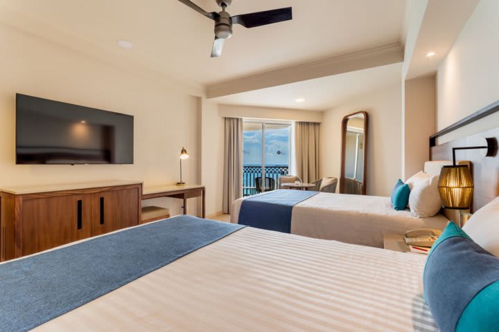 Oceanfront guest room with two beds