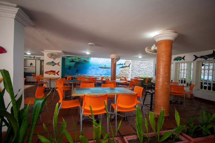 The restaurant serves seafood