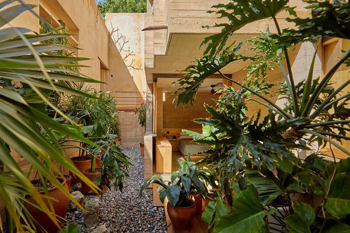 The hotel offers rooms sharing a courtyard