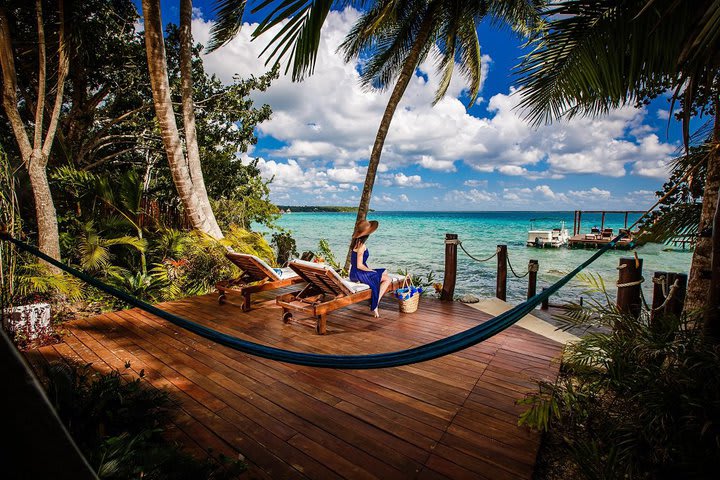 Terrace of the superior casita in front of the lagoon