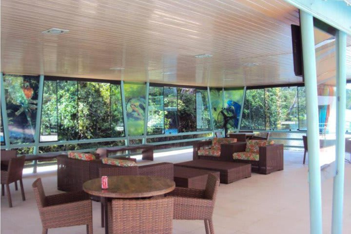 Lobby at the Amazon Jungle Palace hotel on the outskirts of Manaus
