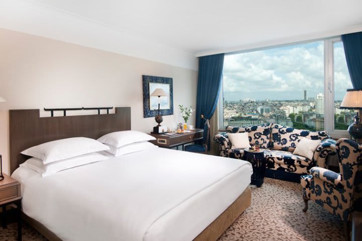 Deluxe room at The Marmara Taksim hotel overlooking the city