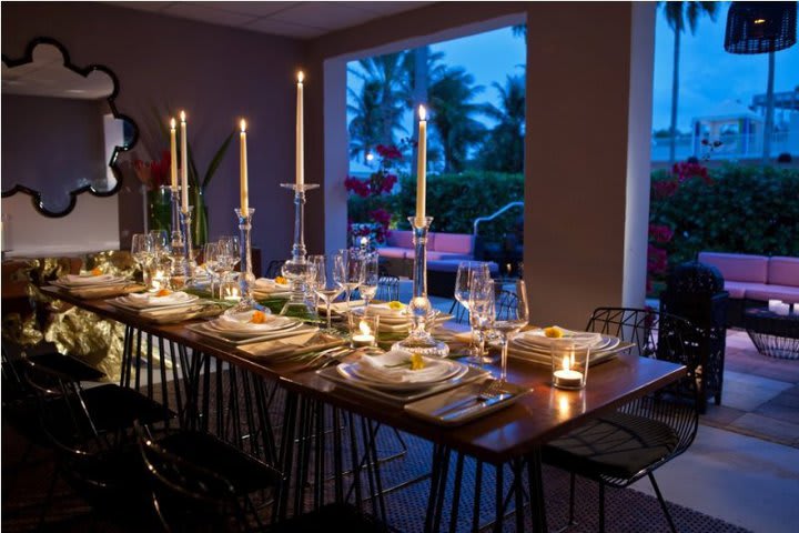 Area for private dining at the Surfcomber Hotel in Miami Beach