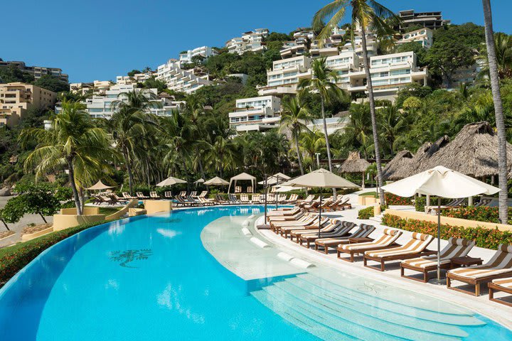 The pool overlooks the sea