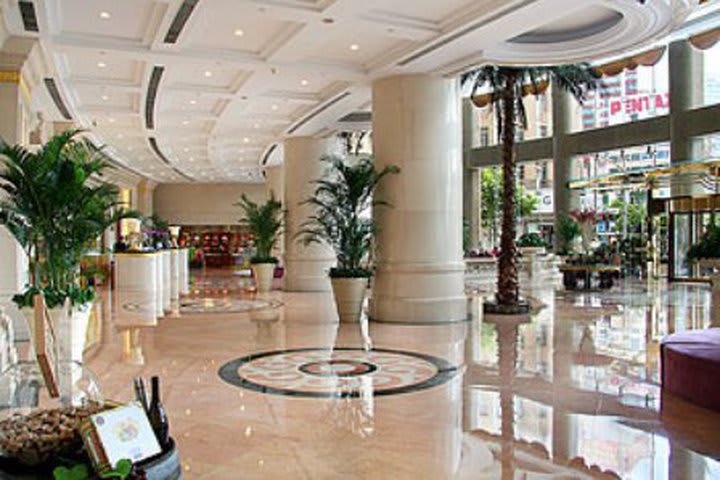 Lobby of the Howard Johnson Plaza hotel in downtown Shanghai